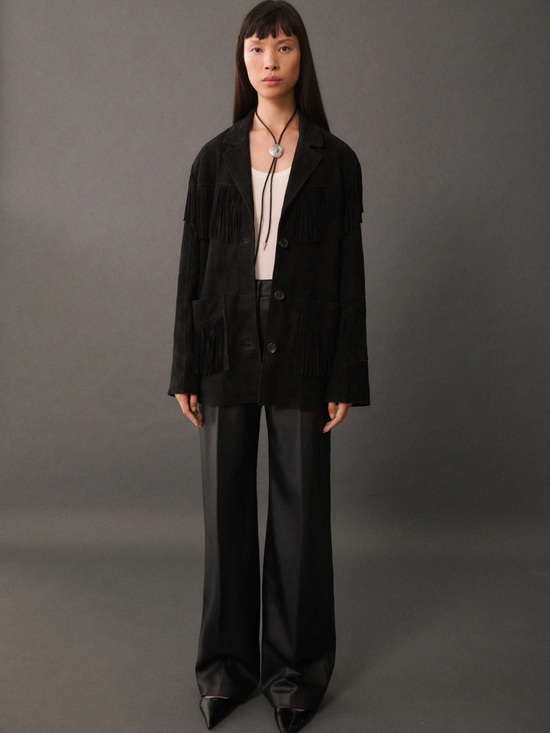 Mango Jackets & Blazers - Mango NWT Medium Black Fringe Suede Leather Jacket